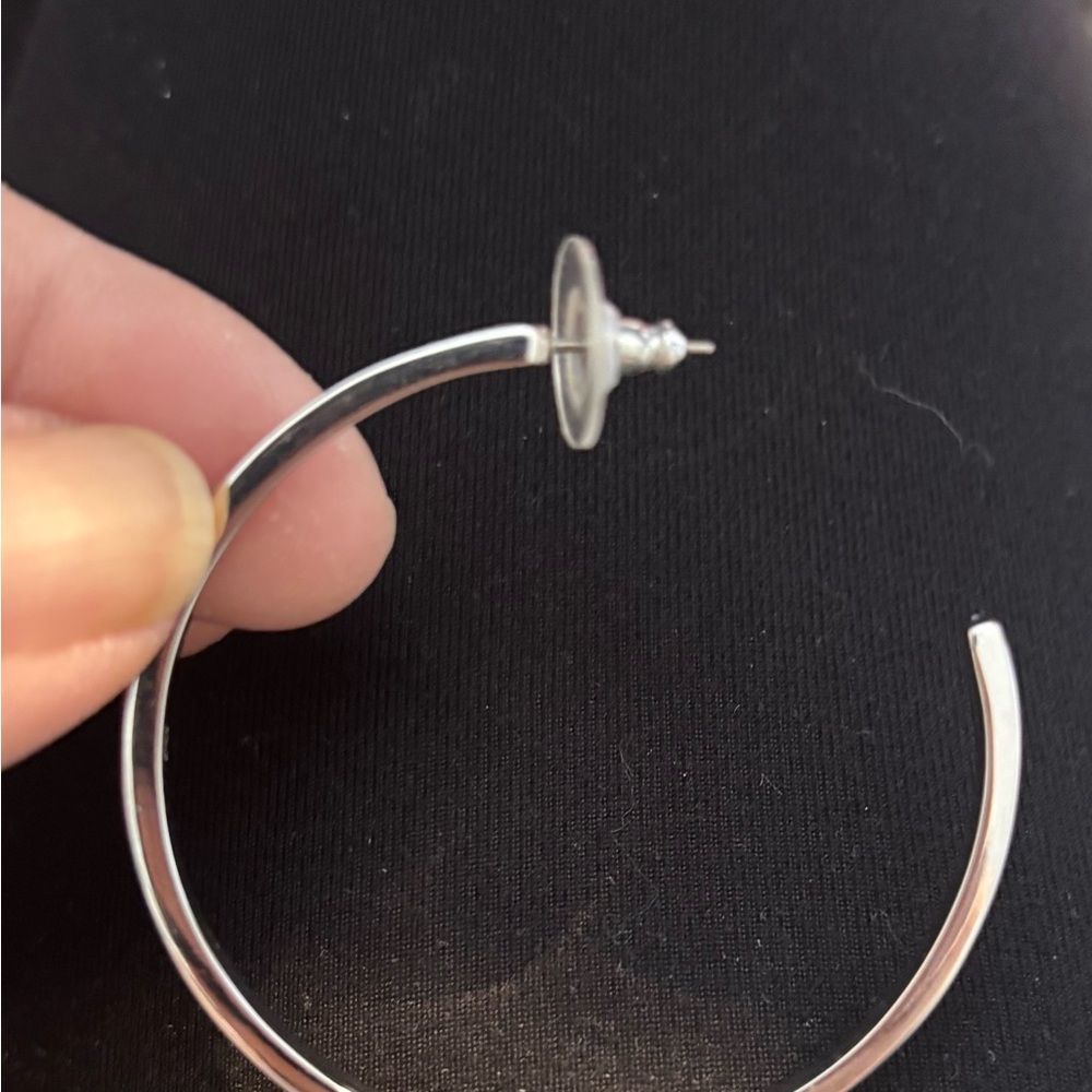 Touchstone Crystal Single 2 inch Silver Hoop Earring - for replacement
